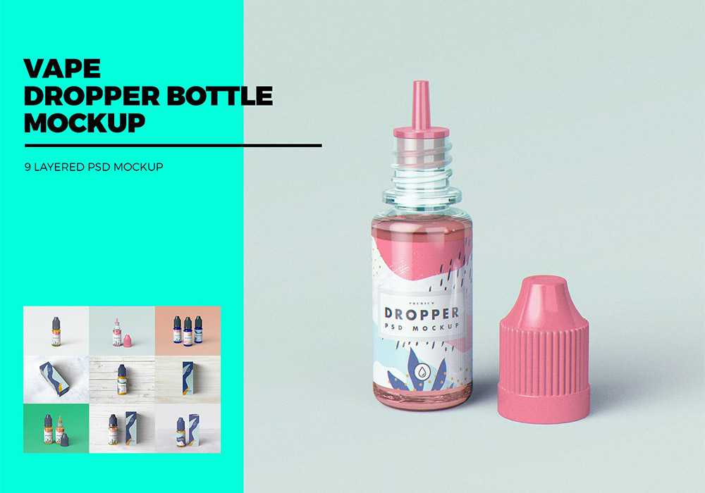 滴管瓶模型样机 Vape Dropper Bottle MockUp