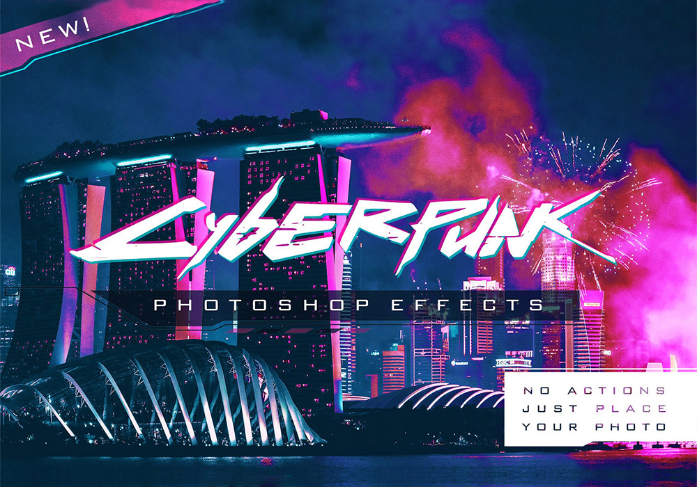 赛博朋克PS特效样机 Cyberpunk Photoshop Effects