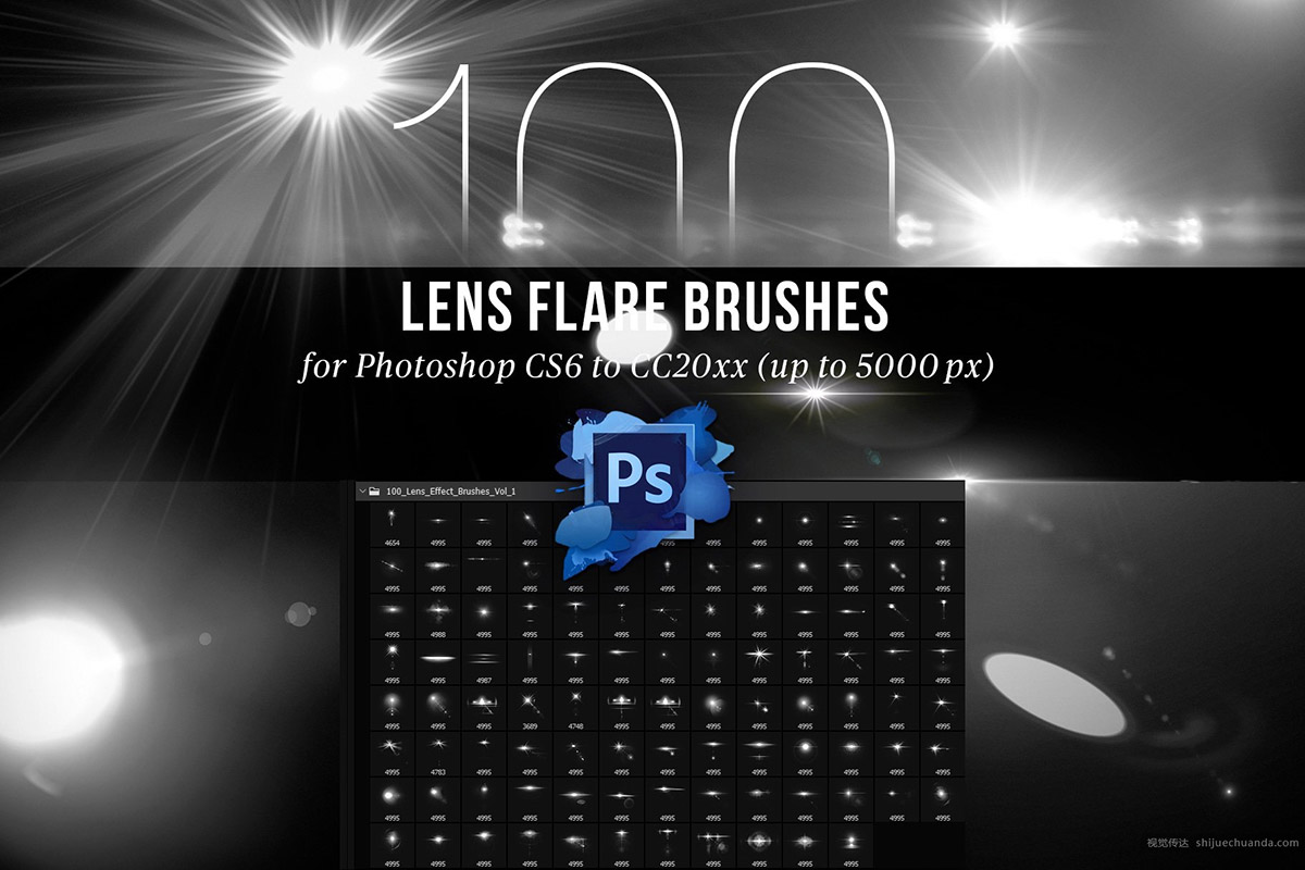 100个镜头光晕效果笔刷 Lens Effect Brushes