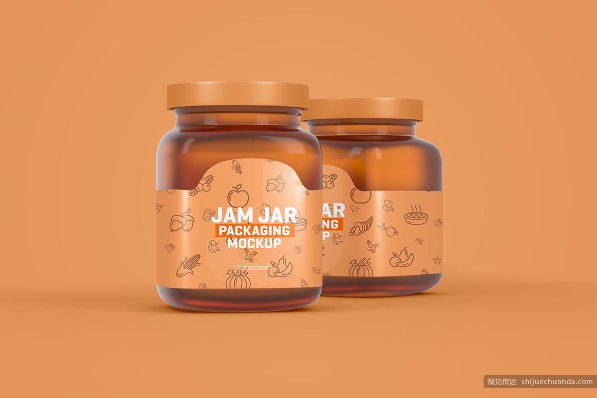 玻璃果酱罐包装样机 Glass Jam Jar Packaging Mockup 
