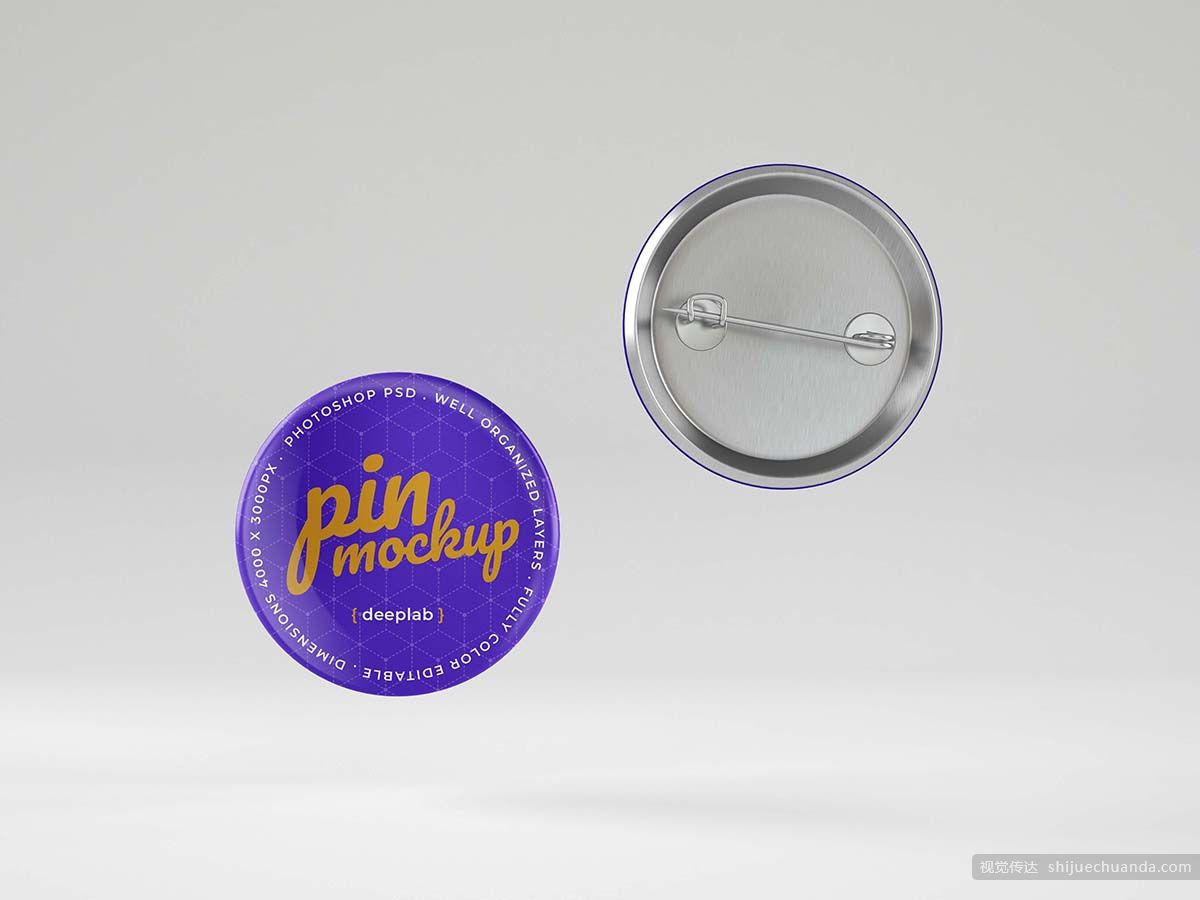 胸针徽章别针样机模板 Glossy Button Pin Mockup Set