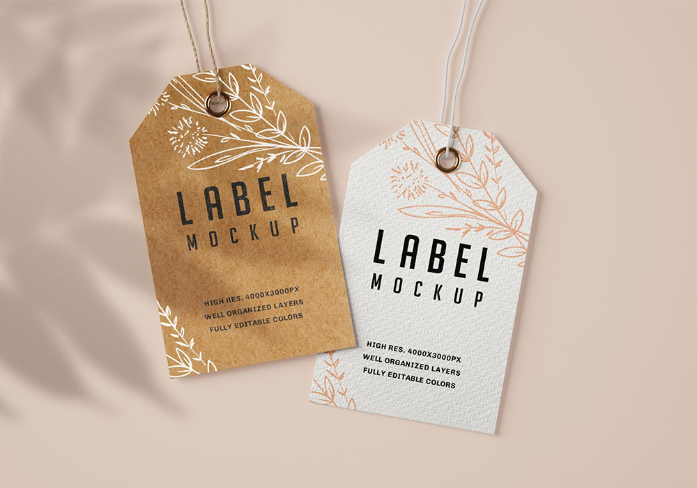纸质牛皮纸标签样机集合 Paper & Kraft Label Mockup Set