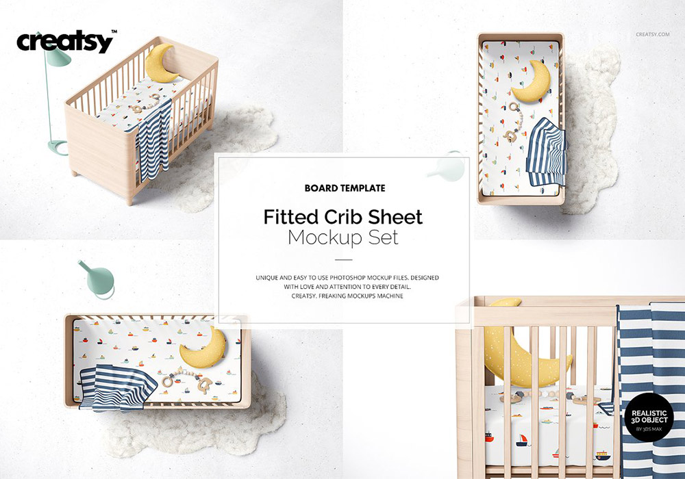 简约婴儿床床单样机集 Fitted Crib Sheet