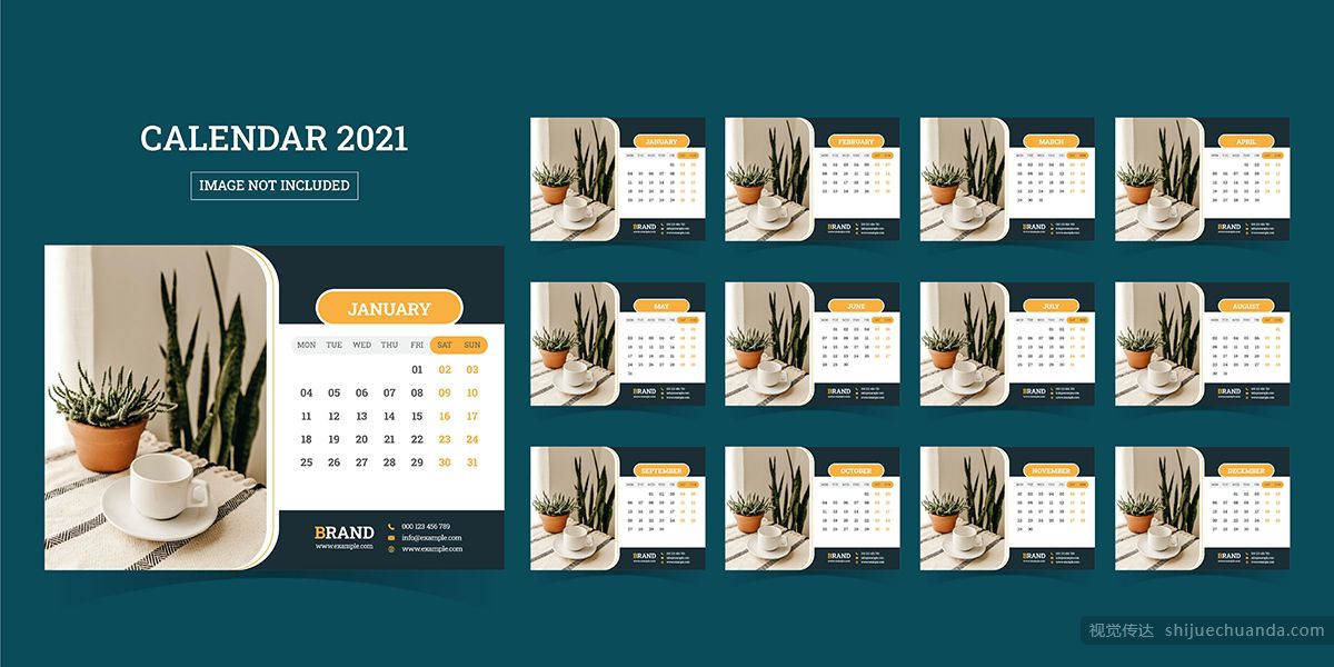 2021年桌面日历矢量素材