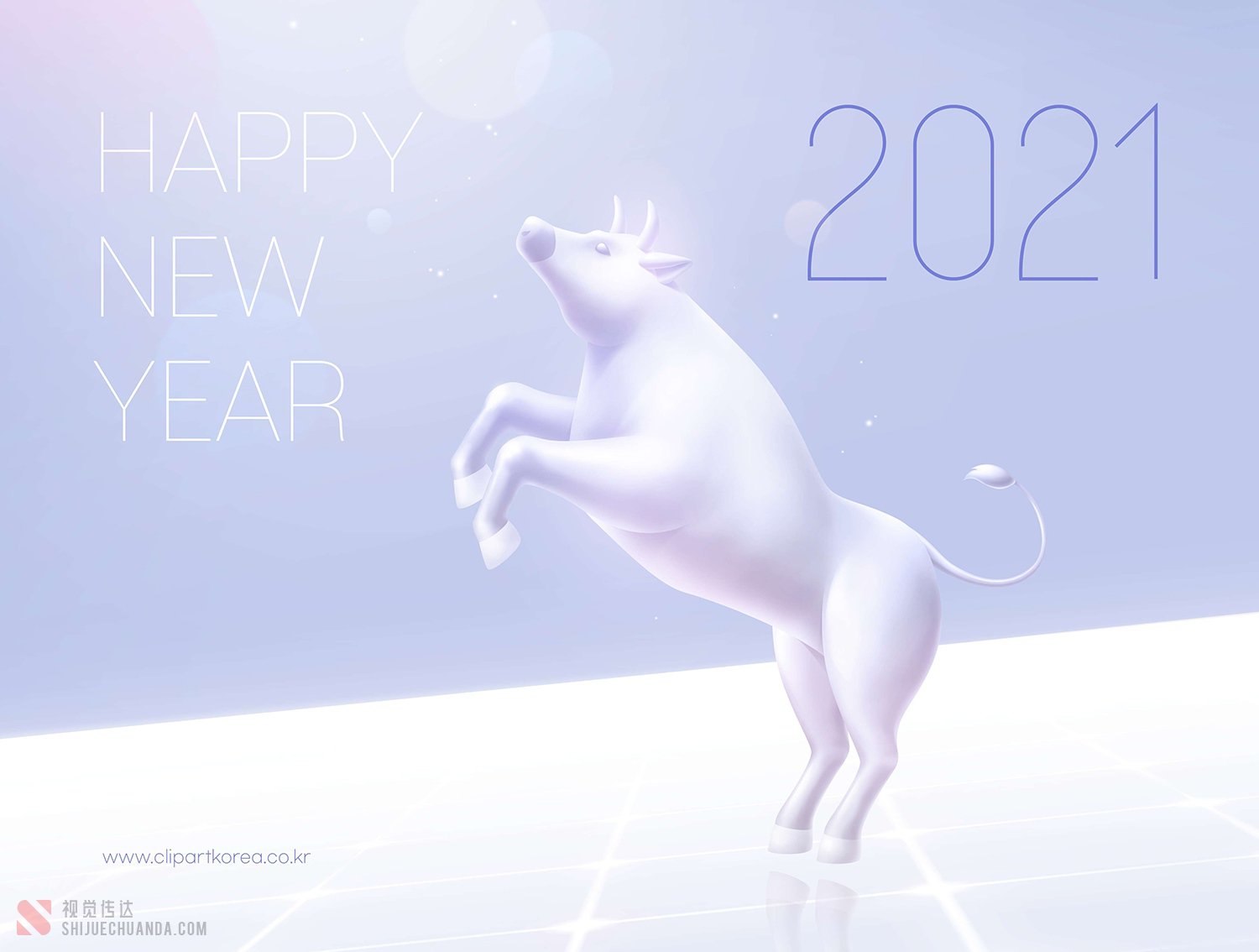 6款2021牛年新年3D渲染元素海报PSD模板
