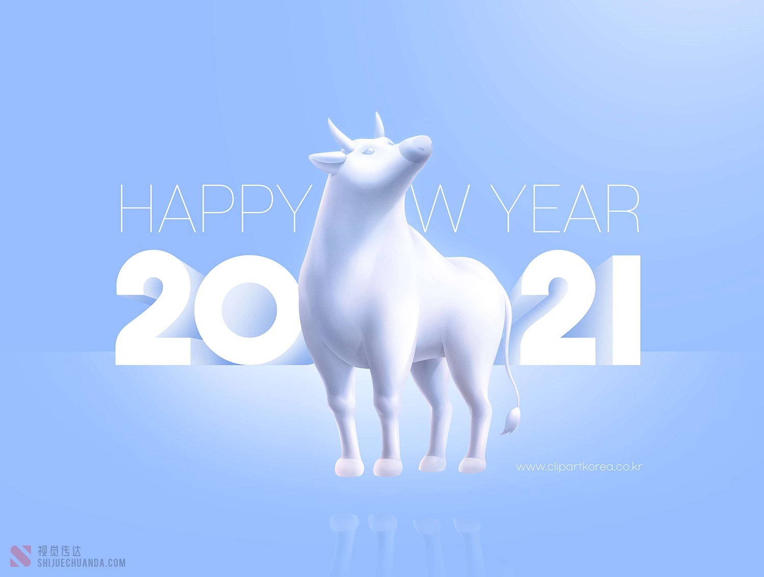 6款2021牛年新年3D渲染元素海报PSD模板