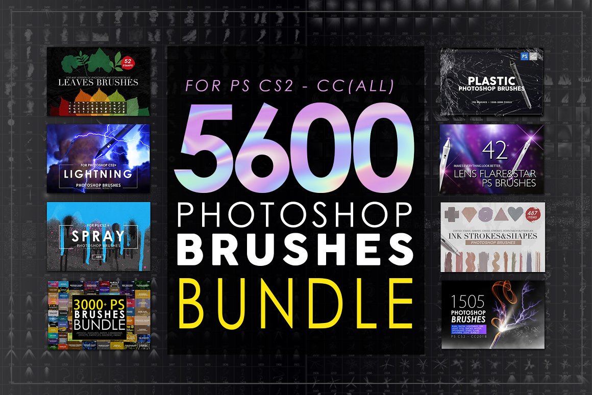 5600套PS笔刷大合集 Photoshop Brushes Mega Bundle