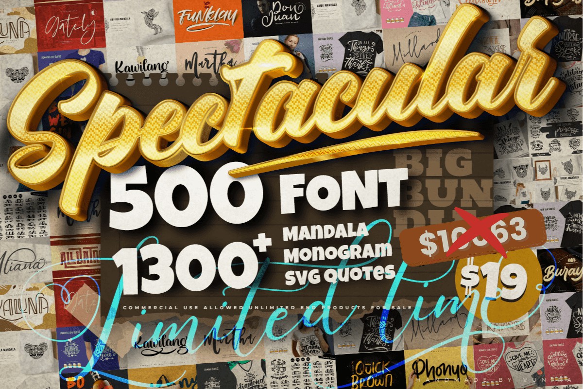 500种高级字体+1309高级图形素材