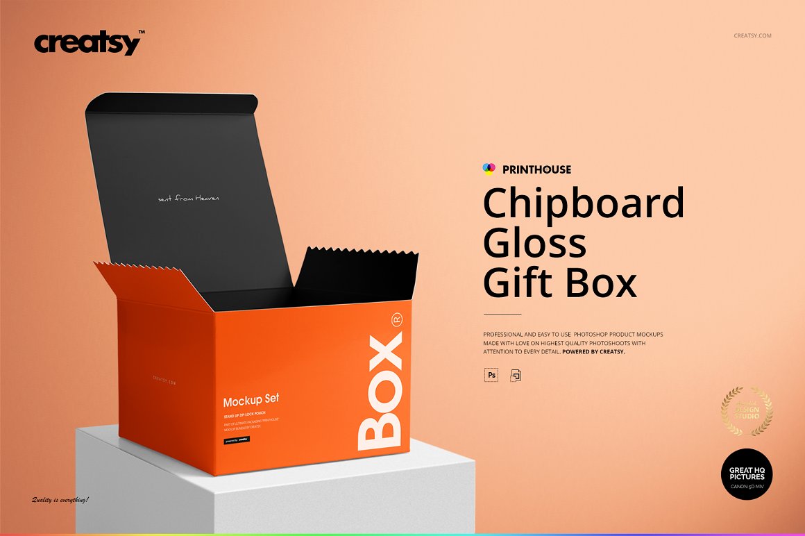 纸箱礼物盒包装设计提案样机PSD模板