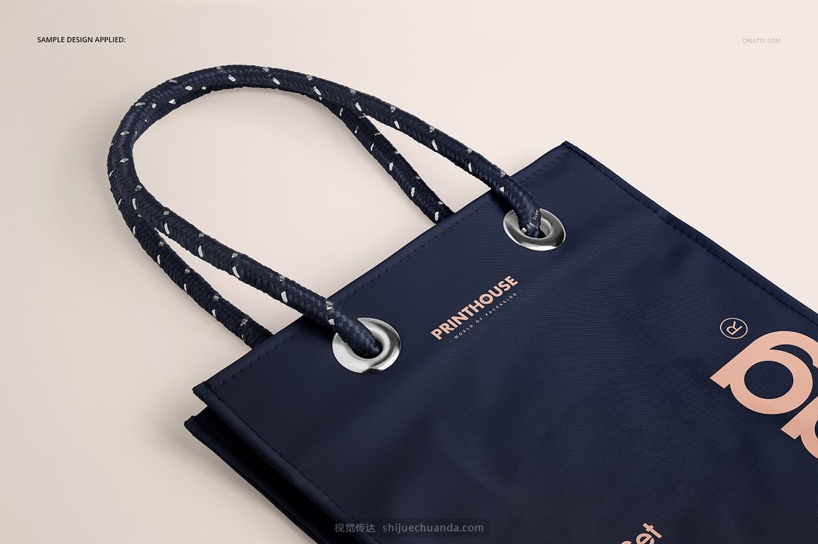 哑光PVC购物袋环保袋包装设计提案样机PSD模板