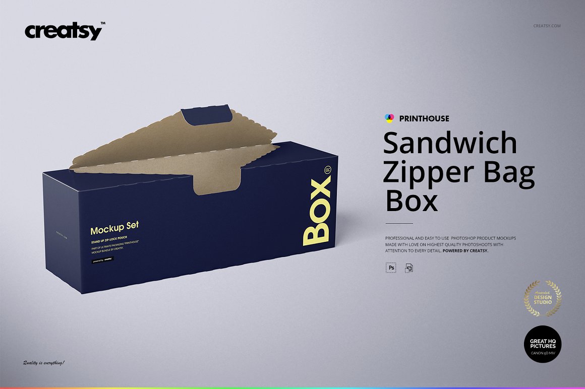 三明治食品盒面包盒包装设计样机PSD模板