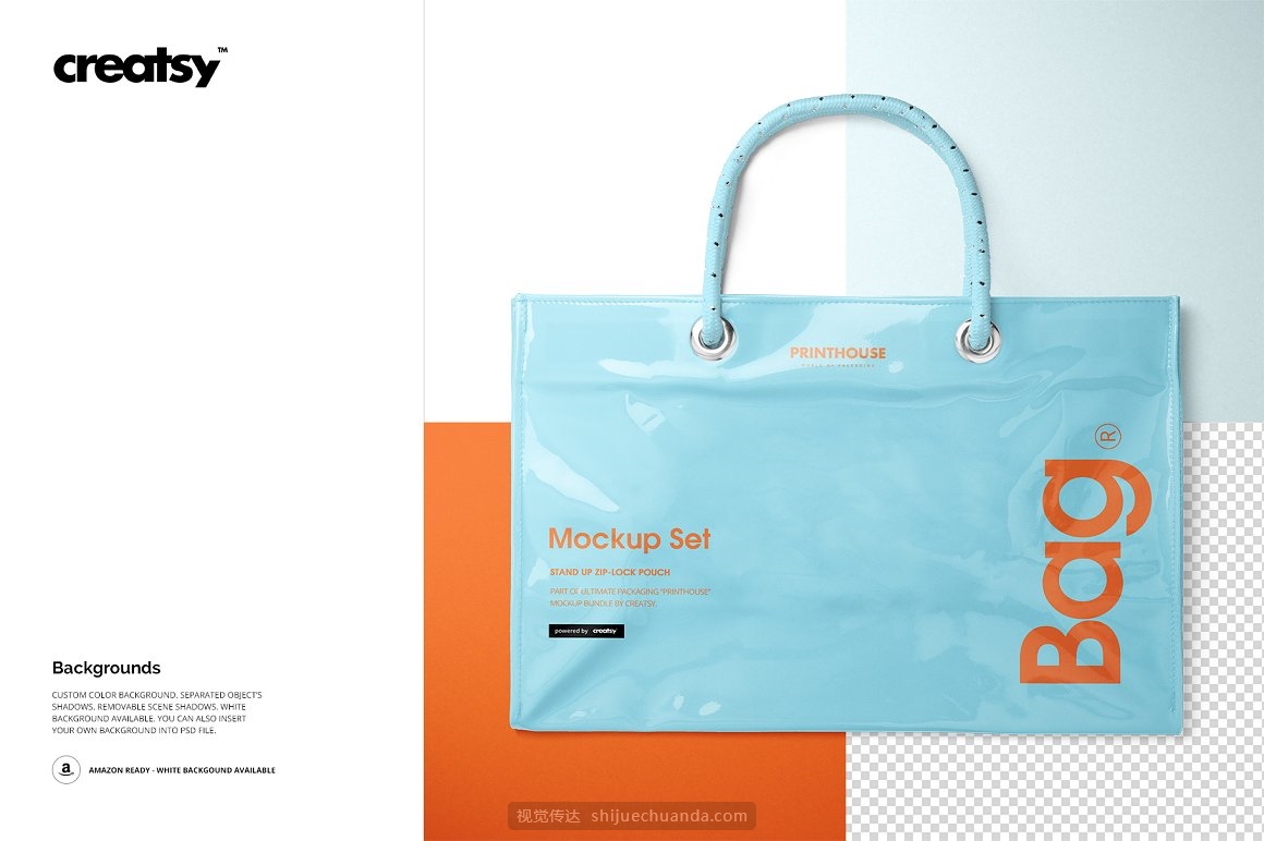 PVC购物袋环保袋包装设计提案样机PSD模板