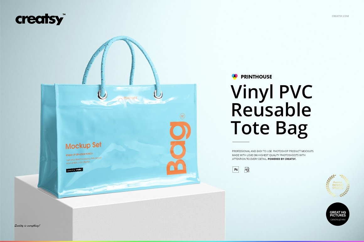 PVC购物袋环保袋包装设计提案样机PSD模板