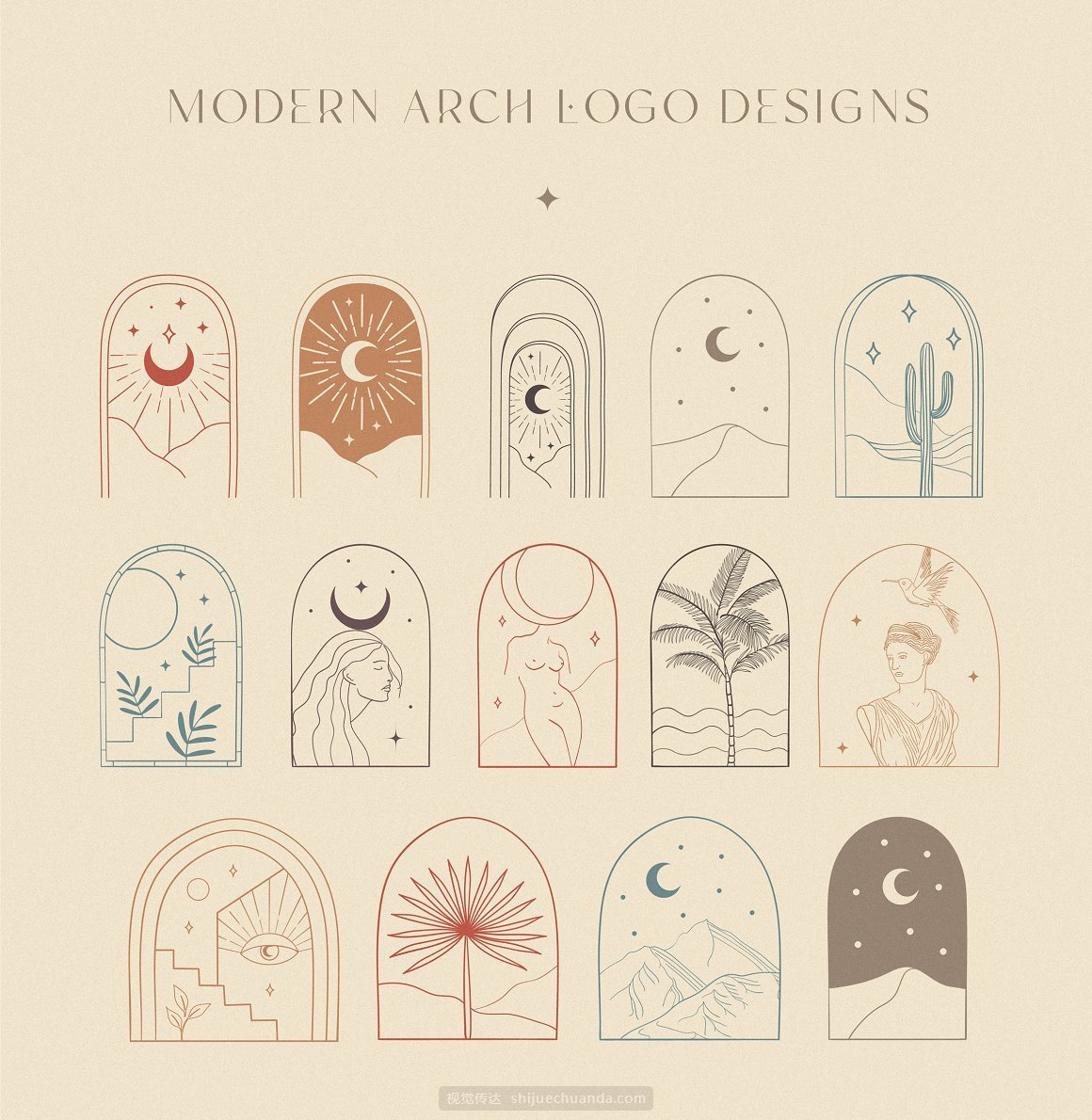 极简现代弧形标志LOGO设计图形合集