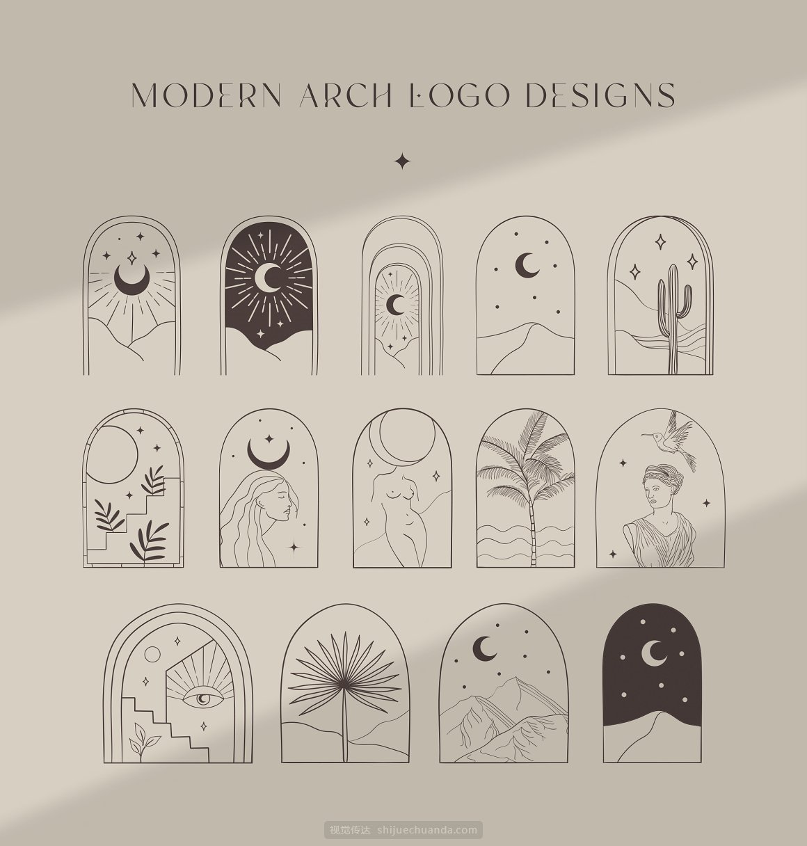 极简现代弧形标志LOGO设计图形合集