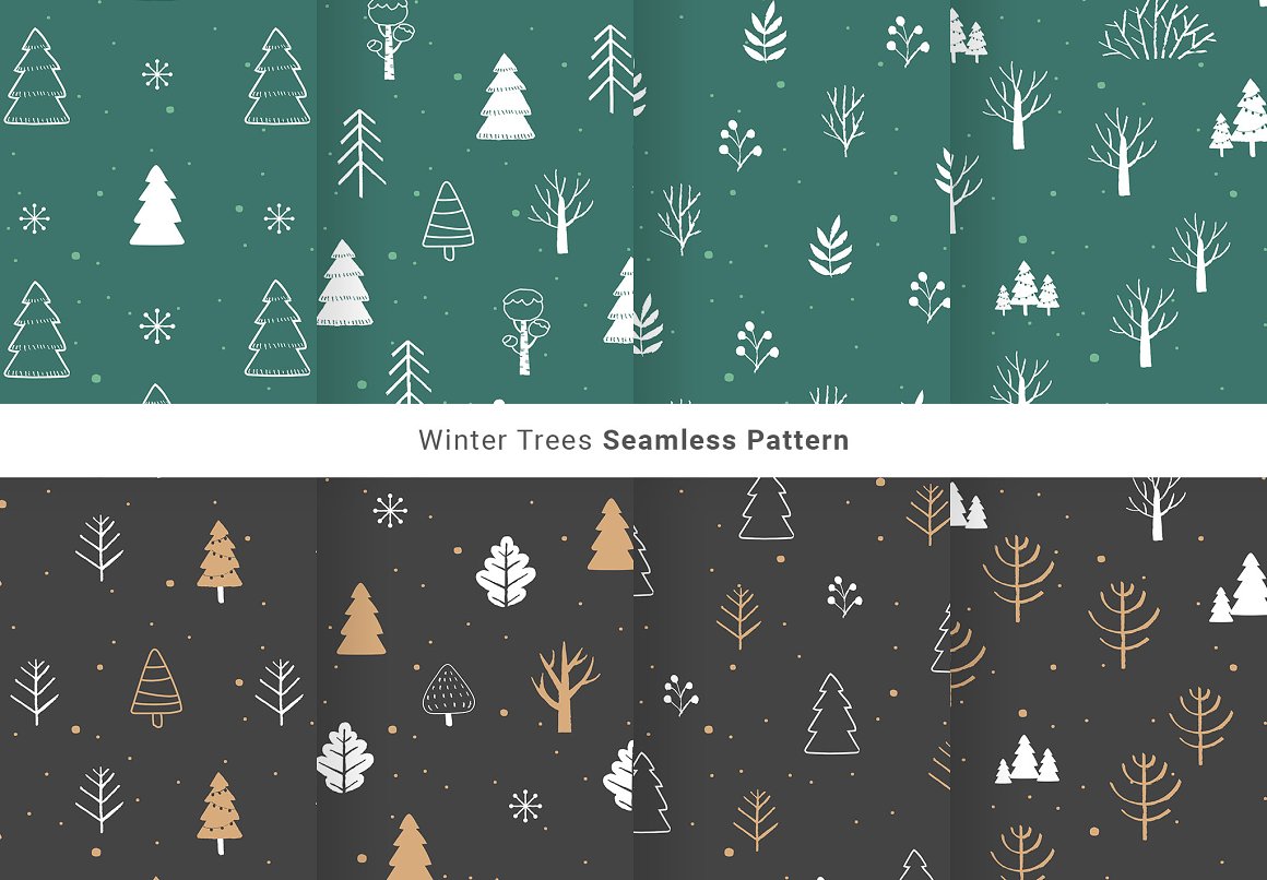 冬季圣诞树矢量图案