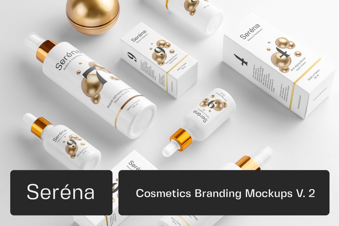 高端化妆品品牌样机模板 Serena-Cosmetics Branding Mockups