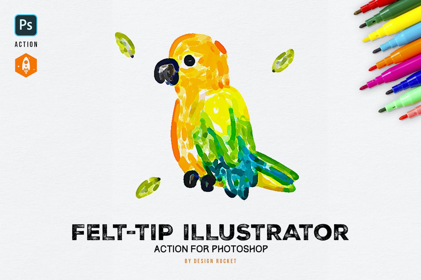 油画效果PS动作 Felt-Tip Illustrator Photoshop Action